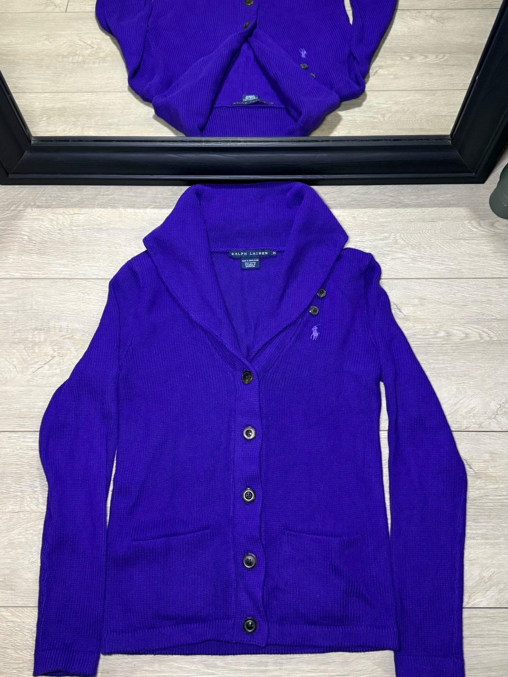 Vintage 1990s Women’s Polo Ralph Lauren Knit Shawl Collar Sweater Cardigan